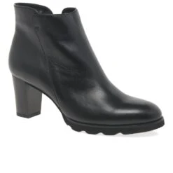 Patricia Womens Black Leather Platform Ankle Boots