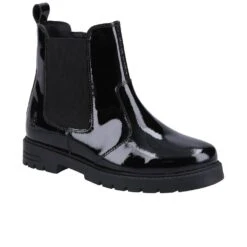 Hush Puppies Laura Patent Chelsea Girls School Boots